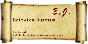 Britvics Jusztus névjegykártya